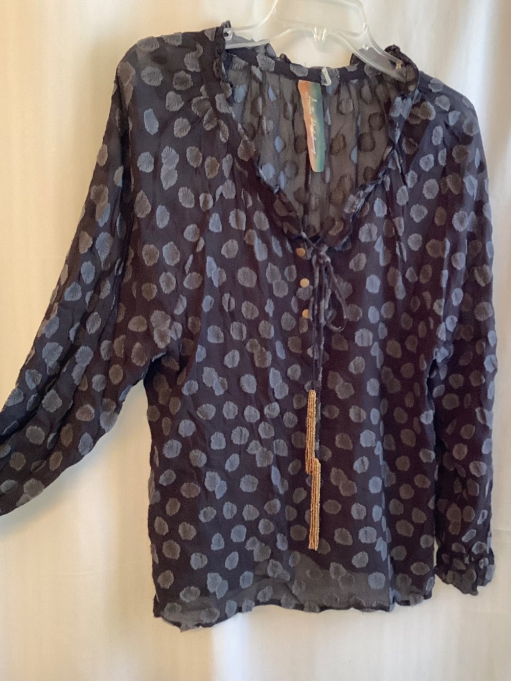 ARATTA SILENT JOURNEY… Black Semi Sheer Burnout Velvet Top, size Lge.